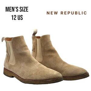 New Republic By Mark Macnary Mens‎ Sand Suede Chelsea Boots Size 12 US Casual